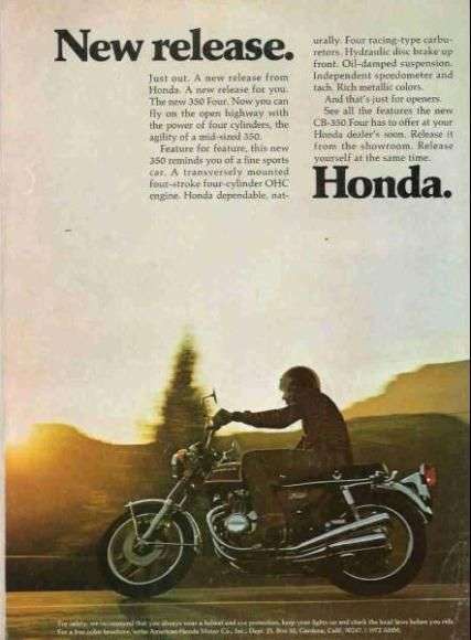 publcite Vintage Honda CB-350 four