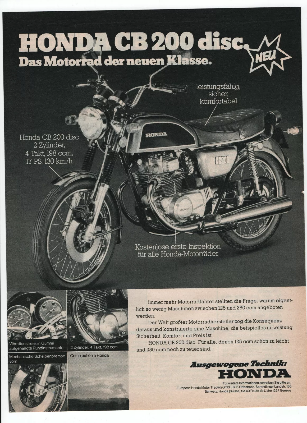 publicite d epoque honda cb200t